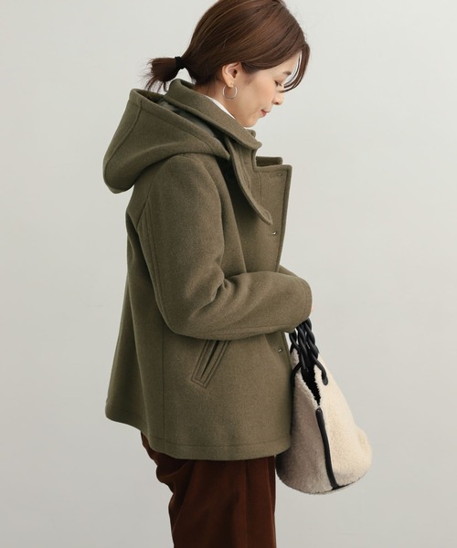 URBAN RESEARCH DOORS（アーバンリサーチドアーズ）の「ショールカラー2WAYショートコート（ピーコート・レディース・カーキ/ブラック/キャメル・SMALL/MEDIUM）」の10枚目の写真