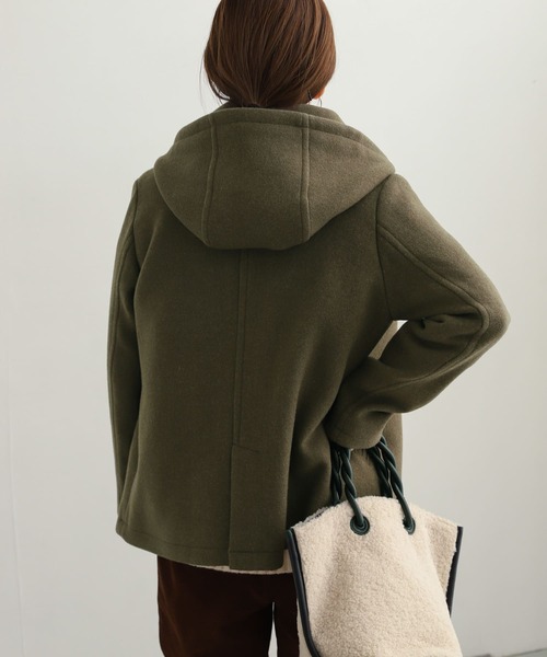 URBAN RESEARCH DOORS（アーバンリサーチドアーズ）の「ショールカラー2WAYショートコート（ピーコート・レディース・カーキ/ブラック/キャメル・SMALL/MEDIUM）」の11枚目の写真