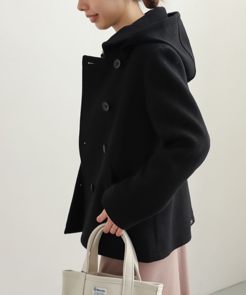 URBAN RESEARCH DOORS（アーバンリサーチドアーズ）の「ショールカラー2WAYショートコート（ピーコート・レディース・カーキ/ブラック/キャメル・SMALL/MEDIUM）」の17枚目の写真