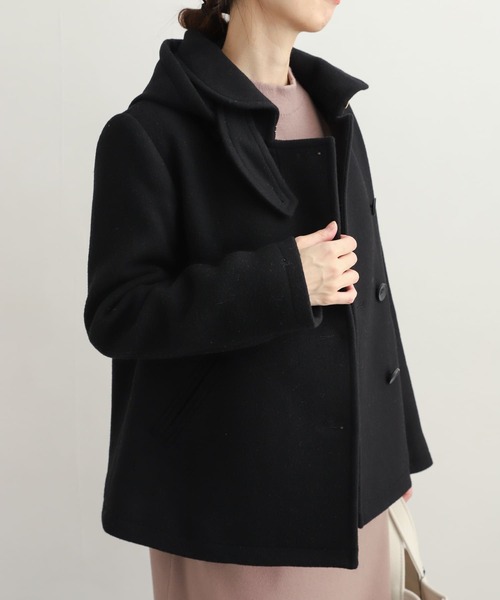 URBAN RESEARCH DOORS（アーバンリサーチドアーズ）の「ショールカラー2WAYショートコート（ピーコート・レディース・カーキ/ブラック/キャメル・SMALL/MEDIUM）」の19枚目の写真