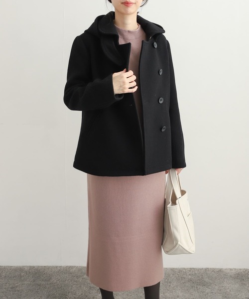 URBAN RESEARCH DOORS（アーバンリサーチドアーズ）の「ショールカラー2WAYショートコート（ピーコート・レディース・カーキ/ブラック/キャメル・SMALL/MEDIUM）」の20枚目の写真