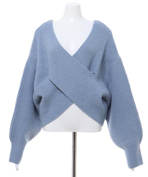 INGNI(イング)の「もちもちカシュクールニット(ニット/セーター・レディース・アイボリー/ブラック/グレー系その他/ブルー・M)」の5枚目の写真