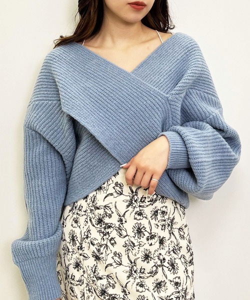 INGNI(イング)の「もちもちカシュクールニット(ニット/セーター・レディース・アイボリー/ブラック/グレー系その他/ブルー・M)」の4枚目の写真