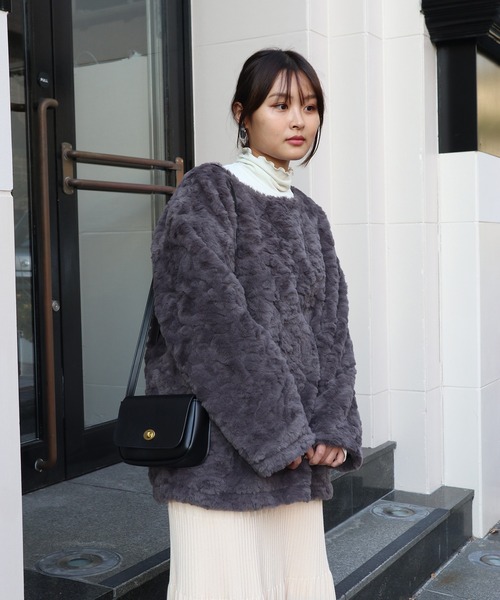 Brownie（ブラウニー）の「Brownie BIGシルエットフェイクファープルオーバー（その他トップス・レディース・モカ/グレー/アイボリー・FREE）」の3枚目の写真