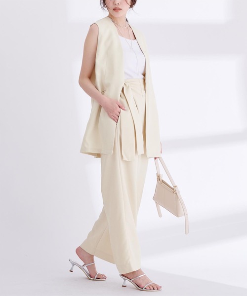 UR'S（ユアーズ）の「リネンライクVネックノーカラージレ（ノーカラージャケット・レディース・アイボリー/ブラック/ベージュ系その他/ブルー系その他/ダークブラウン・S/M/L）」の14枚目の写真