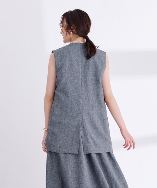 UR'S（ユアーズ）の「リネンライクVネックノーカラージレ（ノーカラージャケット・レディース・アイボリー/ブラック/ベージュ系その他/ブルー系その他/ダークブラウン・S/M/L）」の20枚目の写真