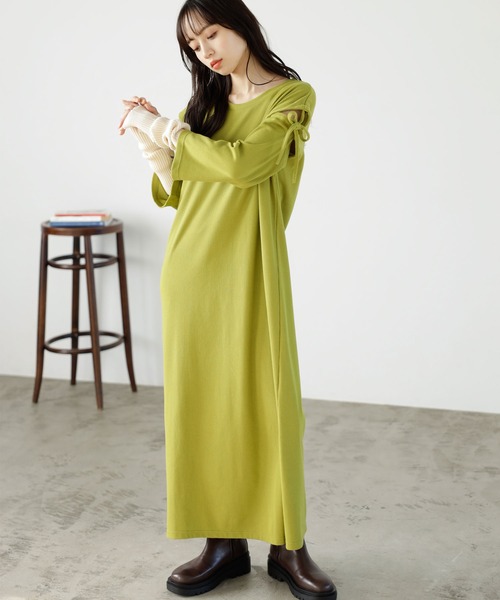 GeeRA(ジーラ)の「2WAY袖カッティングテレコリブワンピース(ワンピース・レディース・ブラック/ライトグリーン・MEDIUM/LARGE)」の8枚目の写真