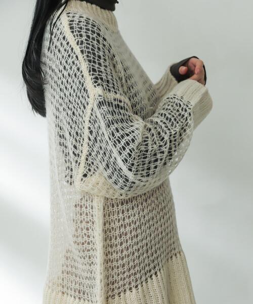 SENSE OF PLACE by URBAN RESEARCH（センスオブプレイスバイアーバンリサーチ）の「メッシュルーズセーター（ニット/セーター・レディース・グリーン/アイボリー/ブラック・ONE）」の19枚目の写真