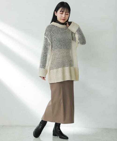 SENSE OF PLACE by URBAN RESEARCH（センスオブプレイスバイアーバンリサーチ）の「メッシュルーズセーター（ニット/セーター・レディース・グリーン/アイボリー/ブラック・ONE）」の22枚目の写真