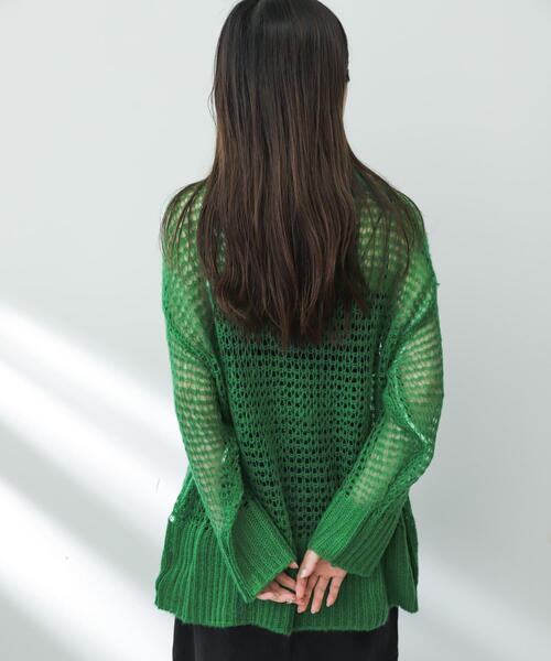 SENSE OF PLACE by URBAN RESEARCH（センスオブプレイスバイアーバンリサーチ）の「メッシュルーズセーター（ニット/セーター・レディース・グリーン/アイボリー/ブラック・ONE）」の15枚目の写真