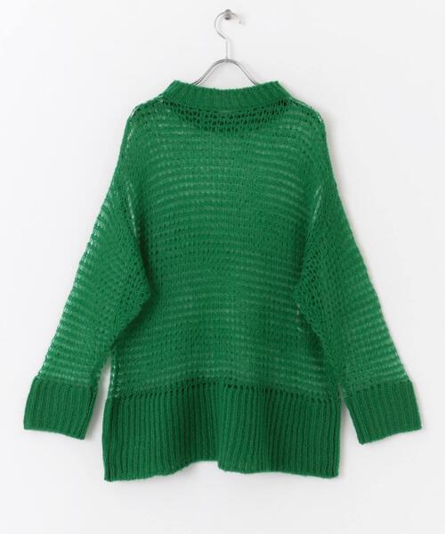 SENSE OF PLACE by URBAN RESEARCH（センスオブプレイスバイアーバンリサーチ）の「メッシュルーズセーター（ニット/セーター・レディース・グリーン/アイボリー/ブラック・ONE）」の5枚目の写真