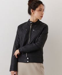 NICOLE white | フェイクレザー シングルライダースジャケット(ライダースジャケット)