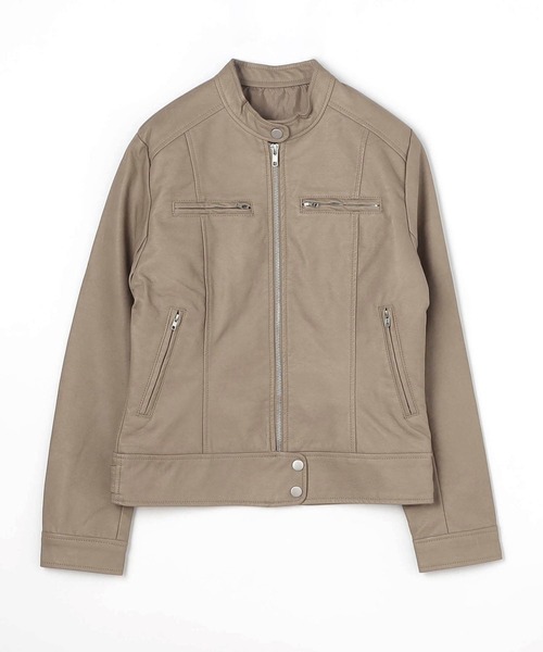 NICOLE white（ニコルホワイト）の「フェイクレザー シングルライダースジャケット（ライダースジャケット・レディース・アッシュグレー/ブラック/ベージュ・FREE）」の22枚目の写真