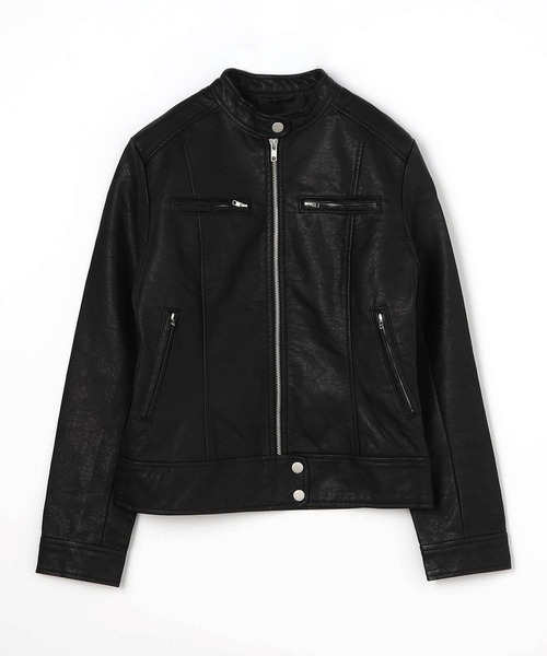 NICOLE white（ニコルホワイト）の「フェイクレザー シングルライダースジャケット（ライダースジャケット・レディース・アッシュグレー/ブラック/ベージュ・FREE）」の20枚目の写真
