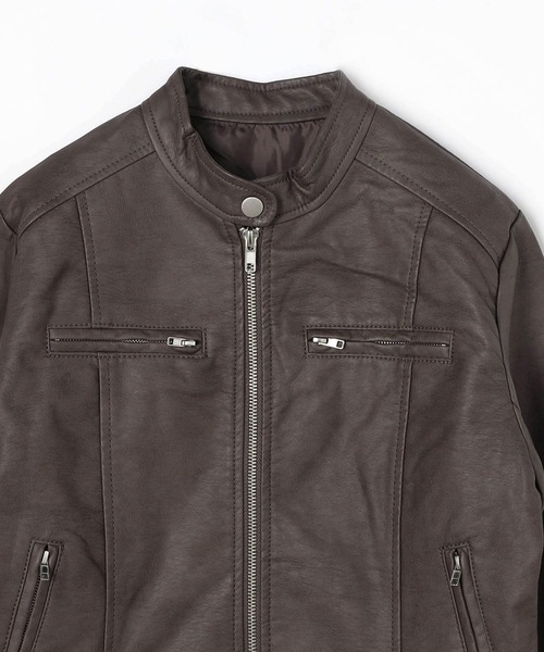 NICOLE white（ニコルホワイト）の「フェイクレザー シングルライダースジャケット（ライダースジャケット・レディース・アッシュグレー/ブラック/ベージュ・FREE）」の18枚目の写真