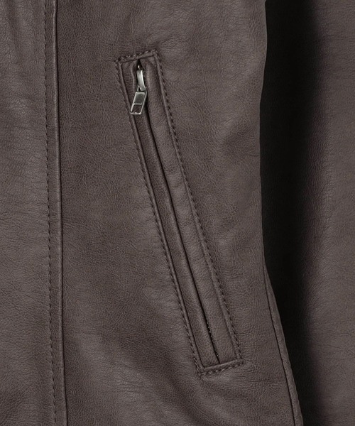 NICOLE white（ニコルホワイト）の「フェイクレザー シングルライダースジャケット（ライダースジャケット・レディース・アッシュグレー/ブラック/ベージュ・FREE）」の17枚目の写真