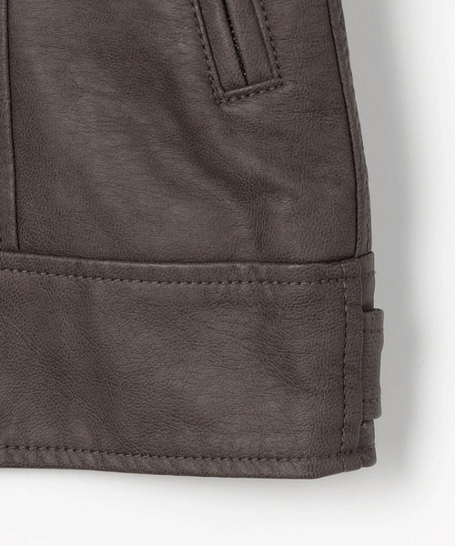 NICOLE white（ニコルホワイト）の「フェイクレザー シングルライダースジャケット（ライダースジャケット・レディース・アッシュグレー/ブラック/ベージュ・FREE）」の15枚目の写真