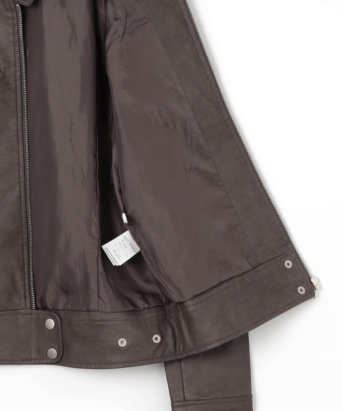 NICOLE white（ニコルホワイト）の「フェイクレザー シングルライダースジャケット（ライダースジャケット・レディース・アッシュグレー/ブラック/ベージュ・FREE）」の14枚目の写真