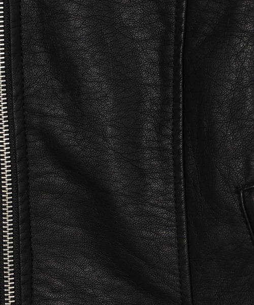 NICOLE white（ニコルホワイト）の「フェイクレザー シングルライダースジャケット（ライダースジャケット・レディース・アッシュグレー/ブラック/ベージュ・FREE）」の11枚目の写真