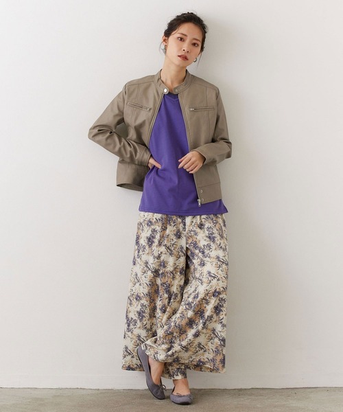 NICOLE white（ニコルホワイト）の「フェイクレザー シングルライダースジャケット（ライダースジャケット・レディース・アッシュグレー/ブラック/ベージュ・FREE）」の10枚目の写真