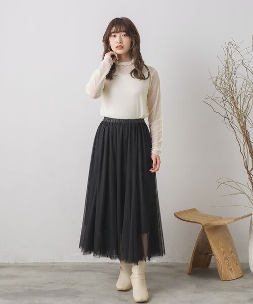 RETRO GIRL（レトロガール）の「シアーレイヤードHNインナー（Tシャツ/カットソー・レディース・ブラック/オレンジ系その他/ブラック系その他/グリーン/ホワイト・FREE）」の21枚目の写真