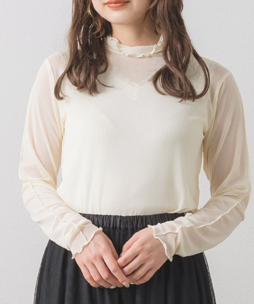 RETRO GIRL（レトロガール）の「シアーレイヤードHNインナー（Tシャツ/カットソー・レディース・ブラック/オレンジ系その他/ブラック系その他/グリーン/ホワイト・FREE）」の2枚目の写真