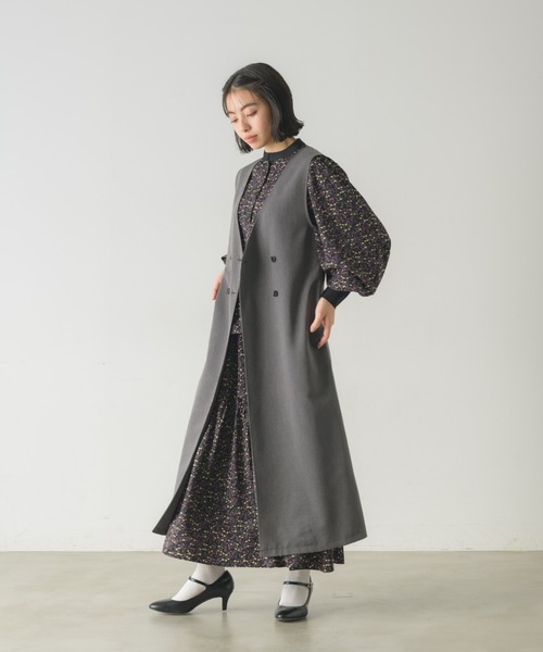 idem(イデム)の「flower frill tiered skirt/小花柄ティアードスカート【Sサイズ展開あり】(スカート・レディース・ブラック/ベージュ・FREE/SMALL)」の6枚目の写真