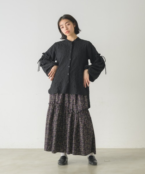 idem(イデム)の「flower frill tiered skirt/小花柄ティアードスカート【Sサイズ展開あり】(スカート・レディース・ブラック/ベージュ・FREE/SMALL)」の22枚目の写真