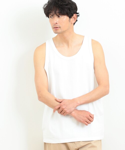 B:MING by BEAMS（ビーミングバイビームス）の「B:MING by BEAMS / 天竺 ワイドフィット タンクトップ（タンクトップ・メンズ・ブラック/オフホワイト・SMALL/MEDIUM/LARGE/X-LARGE）」の8枚目の写真
