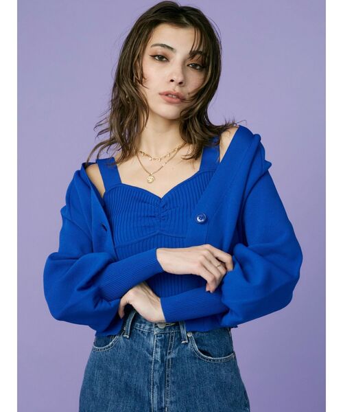 EVRIS（エヴリス）の「アンサンブルニットトップス（カーディガン/ボレロ・レディース・ブラック/アイボリー/レッド/ブルー・FREE）」の10枚目の写真