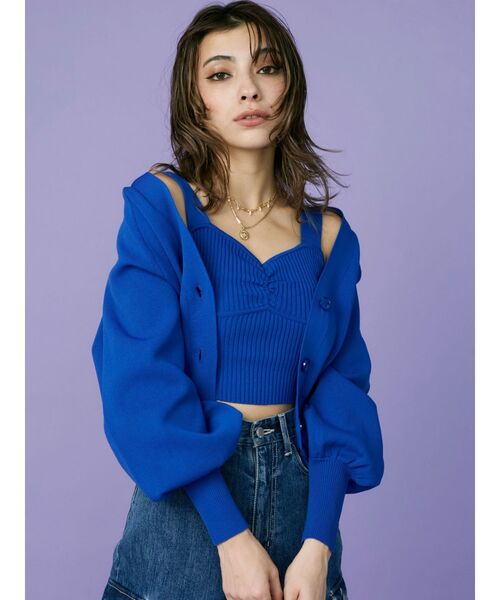 EVRIS（エヴリス）の「アンサンブルニットトップス（カーディガン/ボレロ・レディース・ブラック/アイボリー/レッド/ブルー・FREE）」の5枚目の写真