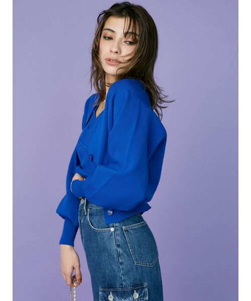 EVRIS（エヴリス）の「アンサンブルニットトップス（カーディガン/ボレロ・レディース・ブラック/アイボリー/レッド/ブルー・FREE）」の16枚目の写真