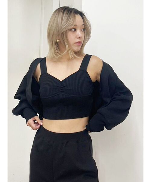 EVRIS（エヴリス）の「アンサンブルニットトップス（カーディガン/ボレロ・レディース・ブラック/アイボリー/レッド/ブルー・FREE）」の12枚目の写真