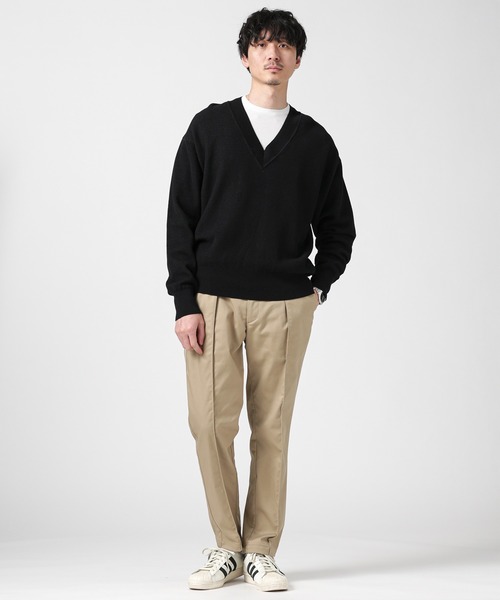 NANO universe（ナノユニバース）の「LB.03/コットンシルケット鹿の子ビッグVネックニット（ニット/セーター・メンズ・グリーン/モカ/ネイビー/レッド/ブラック・S/M/L）」の15枚目の写真