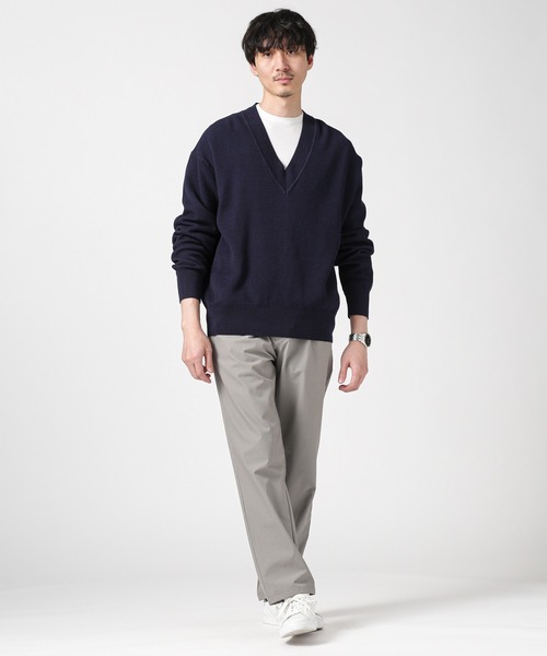 NANO universe（ナノユニバース）の「LB.03/コットンシルケット鹿の子ビッグVネックニット（ニット/セーター・メンズ・グリーン/モカ/ネイビー/レッド/ブラック・S/M/L）」の7枚目の写真