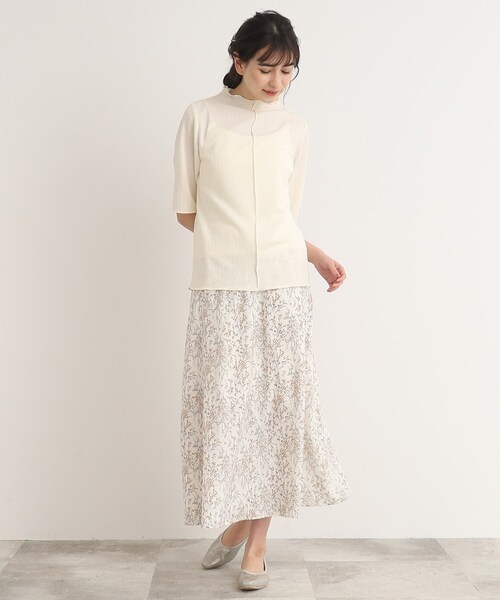 Cutie Blonde（キューティーブロンド）の「◆ストライプ調 5分袖メローインナー（Tシャツ/カットソー・レディース・オフホワイト/ベビーピンク/ブラック・01/02/03）」の12枚目の写真