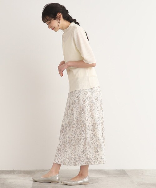 Cutie Blonde（キューティーブロンド）の「◆ストライプ調 5分袖メローインナー（Tシャツ/カットソー・レディース・オフホワイト/ベビーピンク/ブラック・01/02/03）」の9枚目の写真