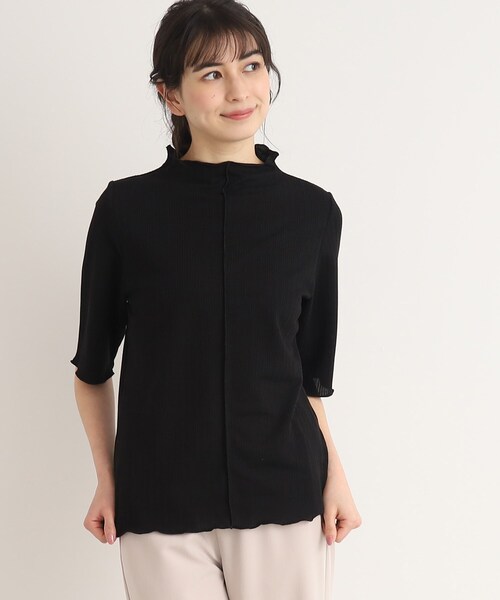 Cutie Blonde（キューティーブロンド）の「◆ストライプ調 5分袖メローインナー（Tシャツ/カットソー・レディース・オフホワイト/ベビーピンク/ブラック・01/02/03）」の19枚目の写真