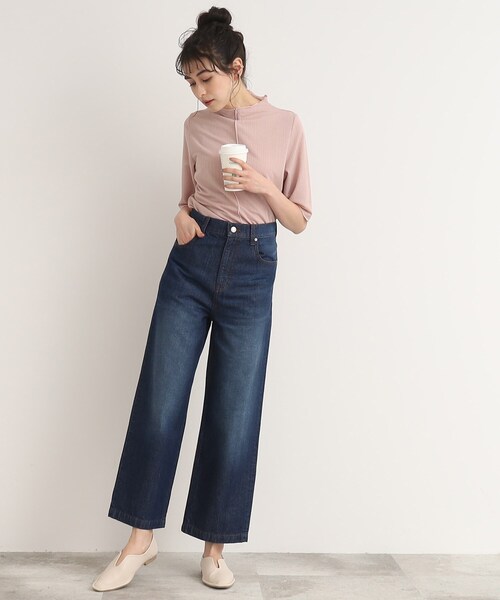 Cutie Blonde（キューティーブロンド）の「◆ストライプ調 5分袖メローインナー（Tシャツ/カットソー・レディース・オフホワイト/ベビーピンク/ブラック・01/02/03）」の7枚目の写真