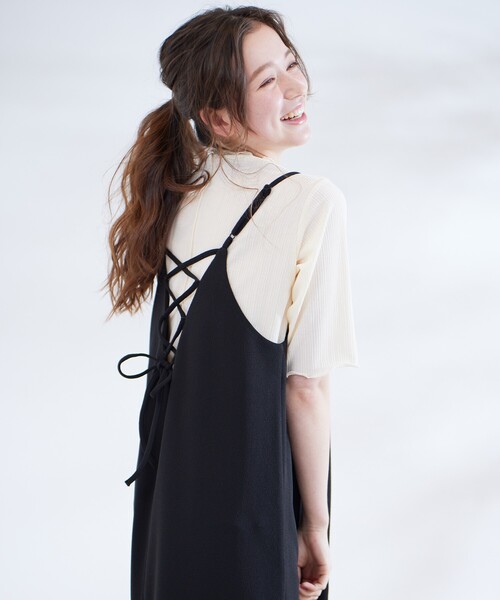 Cutie Blonde（キューティーブロンド）の「◆ストライプ調 5分袖メローインナー（Tシャツ/カットソー・レディース・オフホワイト/ベビーピンク/ブラック・01/02/03）」の14枚目の写真