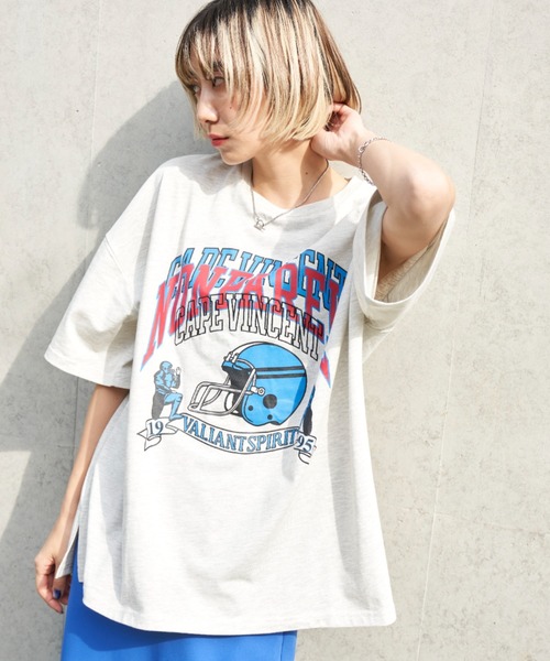 Auntie Rosa Holiday(アンティローザホリデー)の「アメフトロゴ刺繍T(Tシャツ/カットソー・レディース・ナチュラル/オフホワイト/ネイビー・FREE)」の15枚目の写真