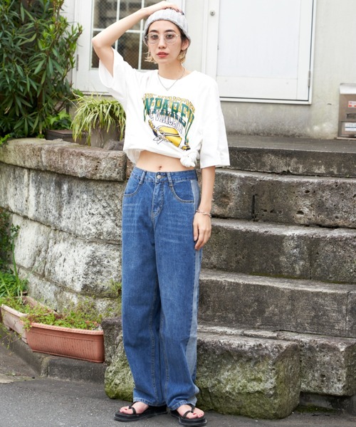 Auntie Rosa Holiday(アンティローザホリデー)の「アメフトロゴ刺繍T(Tシャツ/カットソー・レディース・ナチュラル/オフホワイト/ネイビー・FREE)」の9枚目の写真