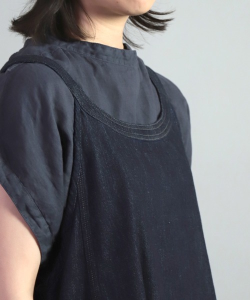 OMNIGOD（オムニゴッド）の「[OMNIGOD womens / オムニゴッド] 7oz甘織りデニム ノースリーブワンピース（ワンピース・レディース・ワンウォッシュ・FREE）」の8枚目の写真