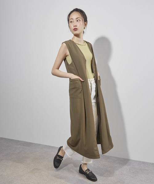 ECRIRE（エクリール）の「【yunコラボ】着こなし色々。2wayVネックジャンスカ（ジャンパースカート・レディース・ブラック/アイボリー/カーキ・M/L）」の21枚目の写真