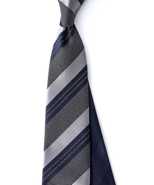 NOLLEY'S goodman(ノーリーズグッドマン)の「RBクレリックトリプルストライプネクタイ 国産ファブリック 多色メランジ糸使用(ネクタイ・メンズ・ブラック系その他3/ブルー系その他7・FREE)」の2枚目の写真