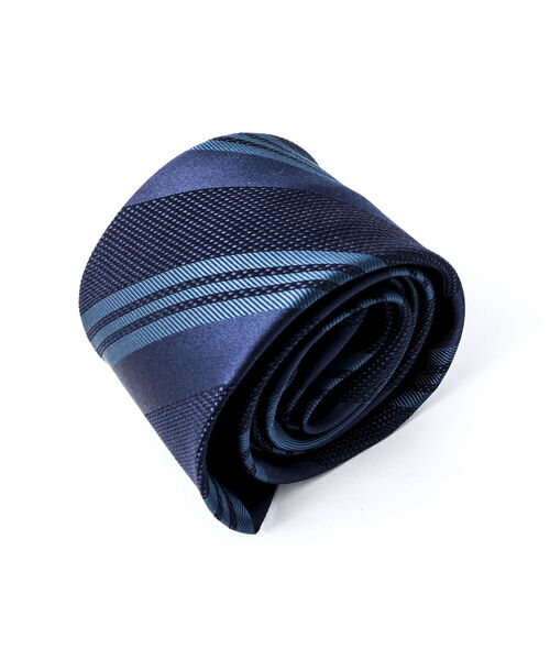 NOLLEY'S goodman(ノーリーズグッドマン)の「RBクレリックトリプルストライプネクタイ 国産ファブリック 多色メランジ糸使用(ネクタイ・メンズ・ブラック系その他3/ブルー系その他7・FREE)」の4枚目の写真