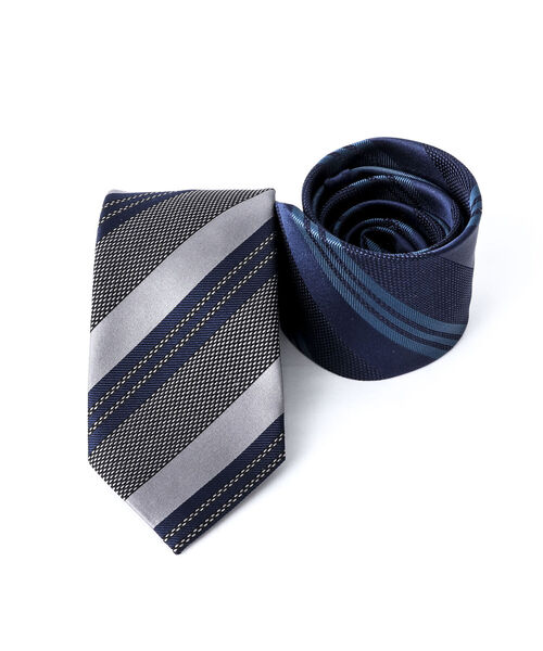 NOLLEY'S goodman(ノーリーズグッドマン)の「RBクレリックトリプルストライプネクタイ 国産ファブリック 多色メランジ糸使用(ネクタイ・メンズ・ブラック系その他3/ブルー系その他7・FREE)」の6枚目の写真