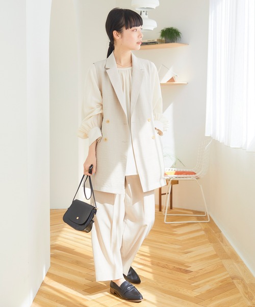 Days(デイズ)の「【Oeillet】タックプレスワイドパンツ(ウイエ)(その他パンツ・レディース・アイボリー/ライトグリーン/ネイビー・M/LL/L)」の13枚目の写真