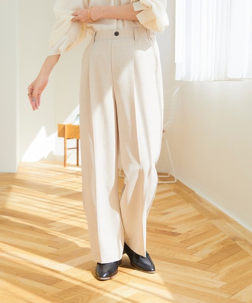 Days(デイズ)の「【Oeillet】タックプレスワイドパンツ(ウイエ)(その他パンツ・レディース・アイボリー/ライトグリーン/ネイビー・M/LL/L)」の6枚目の写真