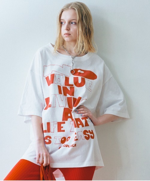 RNA（アールエヌエー）の「M2073 ＮＯロゴメガＢＩＧ　Ｔ（Tシャツ/カットソー・レディース・ホワイト/ピンク/ブラック・MEDIUM）」の2枚目の写真